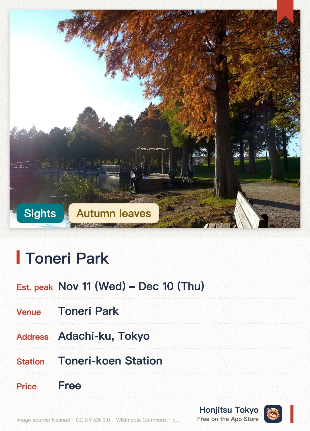 Toneri Park. 11 Nov–10 Dec · Toneri Park